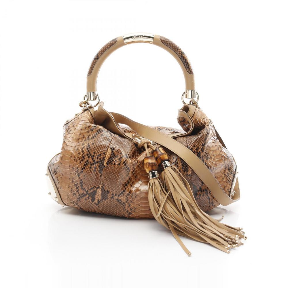 GUCCI Indy Handbag Exotic Leather Brown